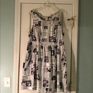 Modcloth Retrolicious Cat Newsprint Dress Size L